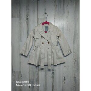 Tahari Toddler Girls Pleated Trench Coat Jacket With Belt, Beige (24 months)